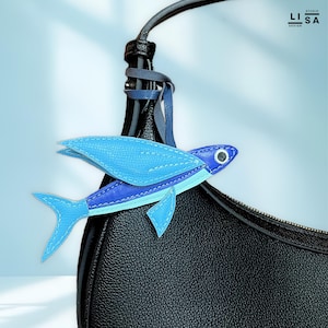 Flying Fish Bag Charm, Real Leather Bag Charm, Leather Charm, Fish Keychain, Bag Charm Leather, Leather Purse Charm, Bag Charm, Fish Charm