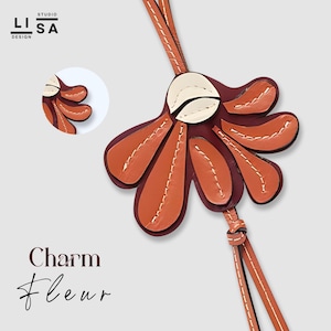 Fleur Bag Charm, Real Leather 100% Handmade, Leather Charm, Bag Keychain, Bag Charm Leather, Leather Purse Charm, Bag Charm, Flower Charm