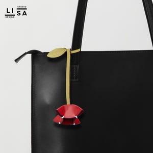 Rose Charm, Echtleder Charm, Schlüsselanhänger Charm, Taschenanhänger, Taschenanhänger Leder, Leder Schlüsselanhänger, Geldbörse Charm, Leder Taschenanhänger, Blumen Charm