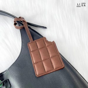 Chocolate Bag Charm, Real Leather Charm, Bag Keychain, Leather Purse Charm, Food Charm, Chocolate Bar Charm, Chocolate Keychain, Bag Tag