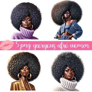 Beautiful Black Girl Png Bundle Black Girl With Afro Clipart Big Hair Afro Melanin Queen Black Girl Magic Sublimation Digital Download