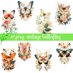 Vintage butterfly clipart, butterfly clipart, Scrapbooking, Collage, Junk Journal, Digital Scrapbook Paper, vintage ephemera