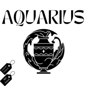Aquarius png, Zodiac png,  Horoscope png, Print File, Shirt png, Digital Download, Astrological Elements, PNG for Magic & Astrology