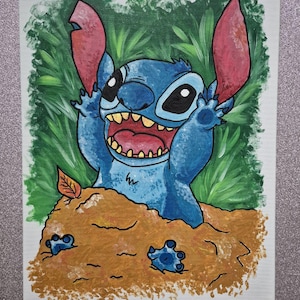 Disney&#39;s Stitch On Canvas Acrylic Art 40x60cm