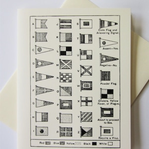 Nautica Vela Bandiere Navali Note Card Set di 10 Carte in Bianco o Avorio Chiaro con Buste Abbinate