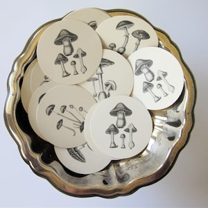 Étiquettes de champignons Étiquettes cadeaux rondes Ensemble de 10