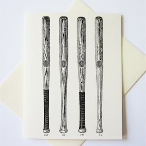 Baseball Bat Note Cards Set of 10 with Matching Envelopes