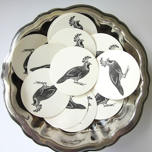 Quail Bird Round Gift Tags Set of 10