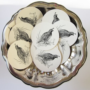 Quail Bird Round Gift Tags Set of 10