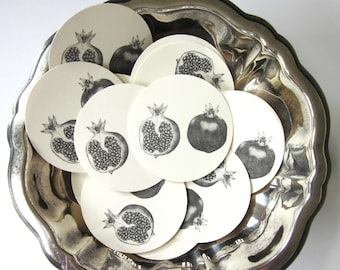 Pomegranate Fruit Tags Round Gift Tags Set of 10