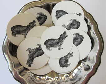 Hippo Hippopotamus Tags Round Paper Gift Tags Set of 10