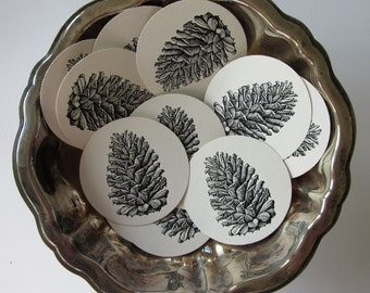 Set of 8 Handmade Vintage Inspired Christmas Gift Tags - Framed Pine Cone Christmas Tags Tripled Layered