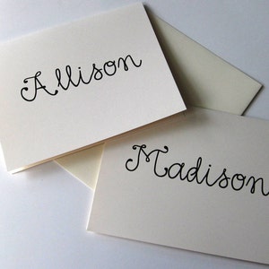 Custom Personalized Name Note Cards Set of 10 with Matching Envelopes