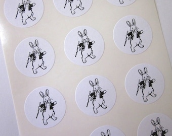 Bunny Rabbit Stickers One Inch Round Seals
