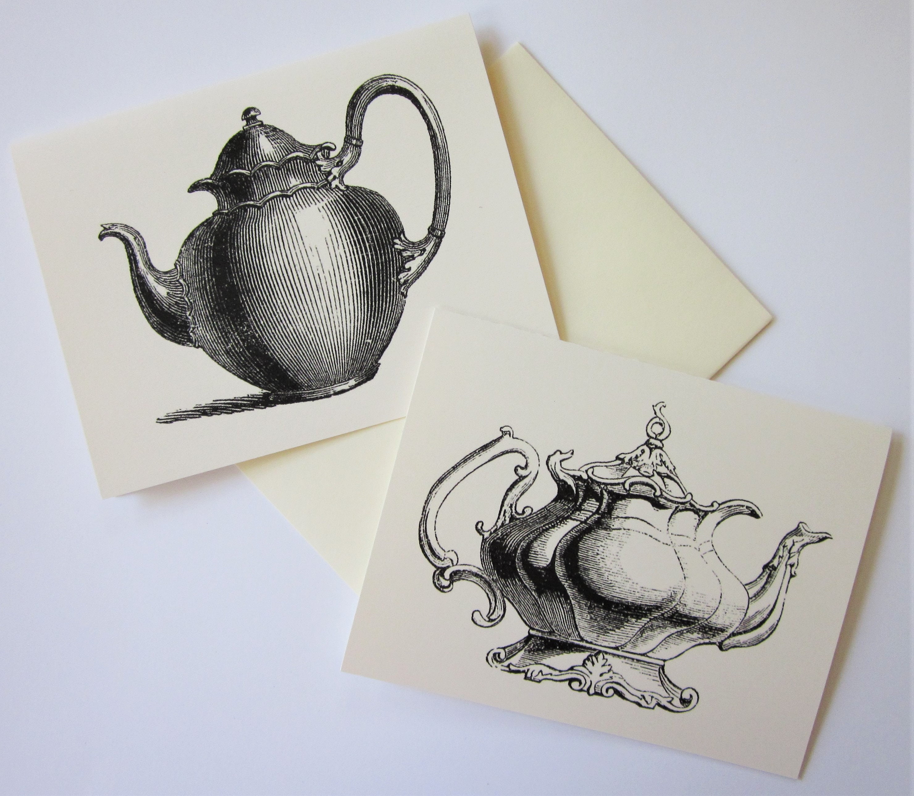 Teapot Note Cards Set of 12 With Matching Envelopes Etsy