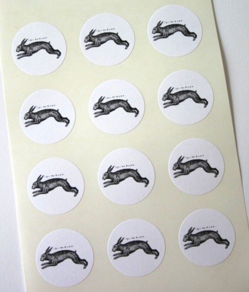Hare Rabbit Bunny Stickers One Inch Round Seals - Etsy