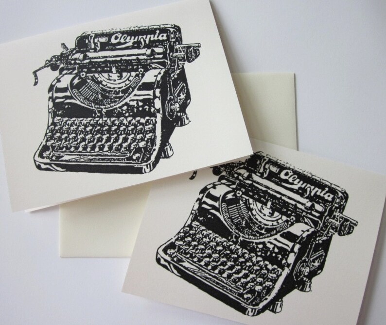 Vintage Typewriter Note Cards Set of 10 in White or Ivory With Etsy