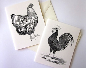 Chicken Note Cards Set of 10 with Matching Envelopes