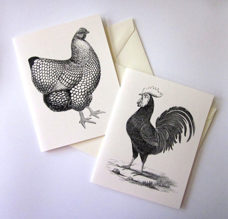 Chicken Note Cards Set of 10 With Matching Envelopes - Etsy