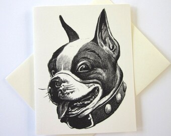 Boston Terrier Dog Note Cards Stationery Set of 10 Cards in White or Light Ivory with Matching Envelopes