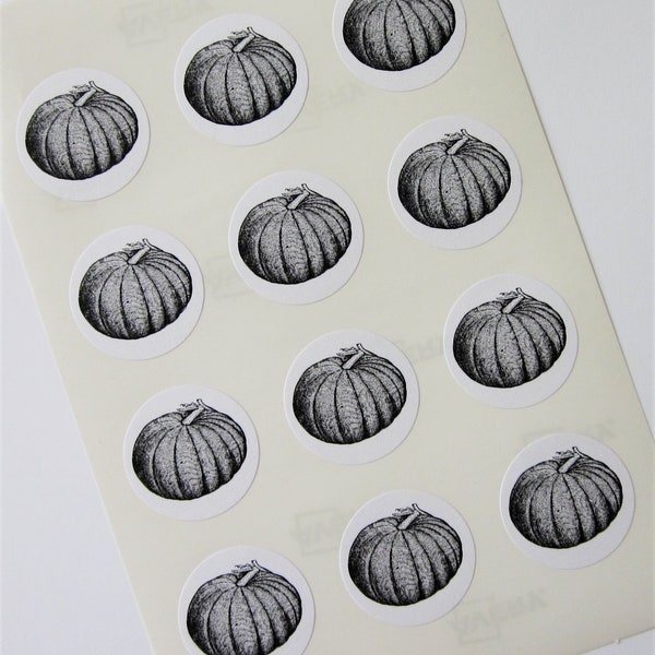 Pumpkin Gourd Stickers One Inch Round Seals
