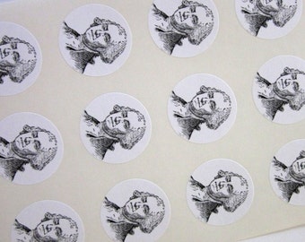 President George Washington Stickers One Inch Round Seals