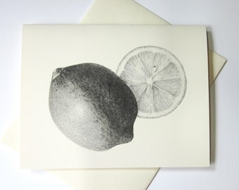 Lemon Lime Fruit Note Cards Set of 10 with Matching Envelopes