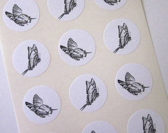 Butterfly Stickers One Inch Round Seals
