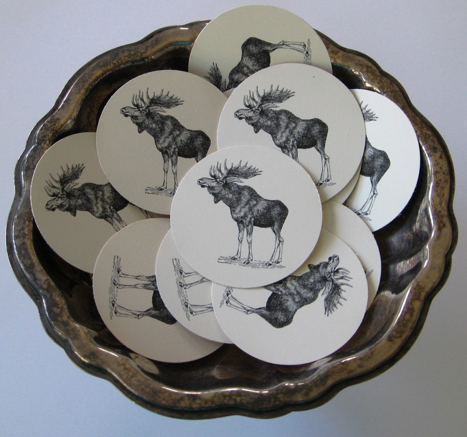 Moose Tags Round Gift Tags Set of 10 Etsy