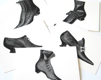 Vintage Shoe Note Cards Set of 10 with Matching Envelopes
