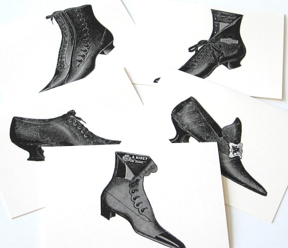 Vintage Shoe Note Cards Set of 10 with Matching Envelopes