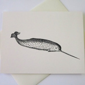 Narwhal Note Cards Stationery Set of 10 Cards with Matching Envelopes