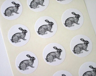 Rabbit Stickers One Inch Round Seals