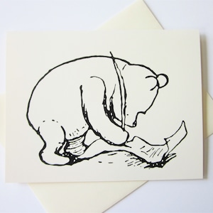 Winnie the Pooh Letter Writing Note Card Set of 10 in White or Light Ivory with Matching Envelopes