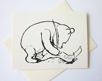 Winnie the Pooh Briefschreibkarte 10er Set in Weiß oder Hellem Elfenbein mit passenden Umschlägen