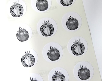 Tomato Stickers One Inch Round Seals