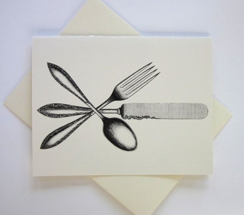 Flatware Knife Spoon Fork Cards Set of 10 in White or Light Etsy