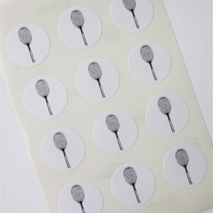 Tennis Racket Stickers One Inch Round Seals