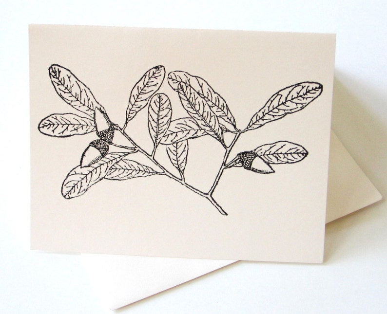 Oak Leaves Note Cards Stationery Set of 10 Cards in White or Light ...