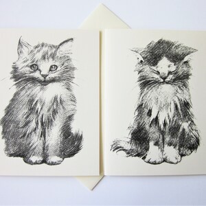 Kitten Cat Note Cards Stationery Set of 10 Cards in White or Light Ivory with Matching Envelopes