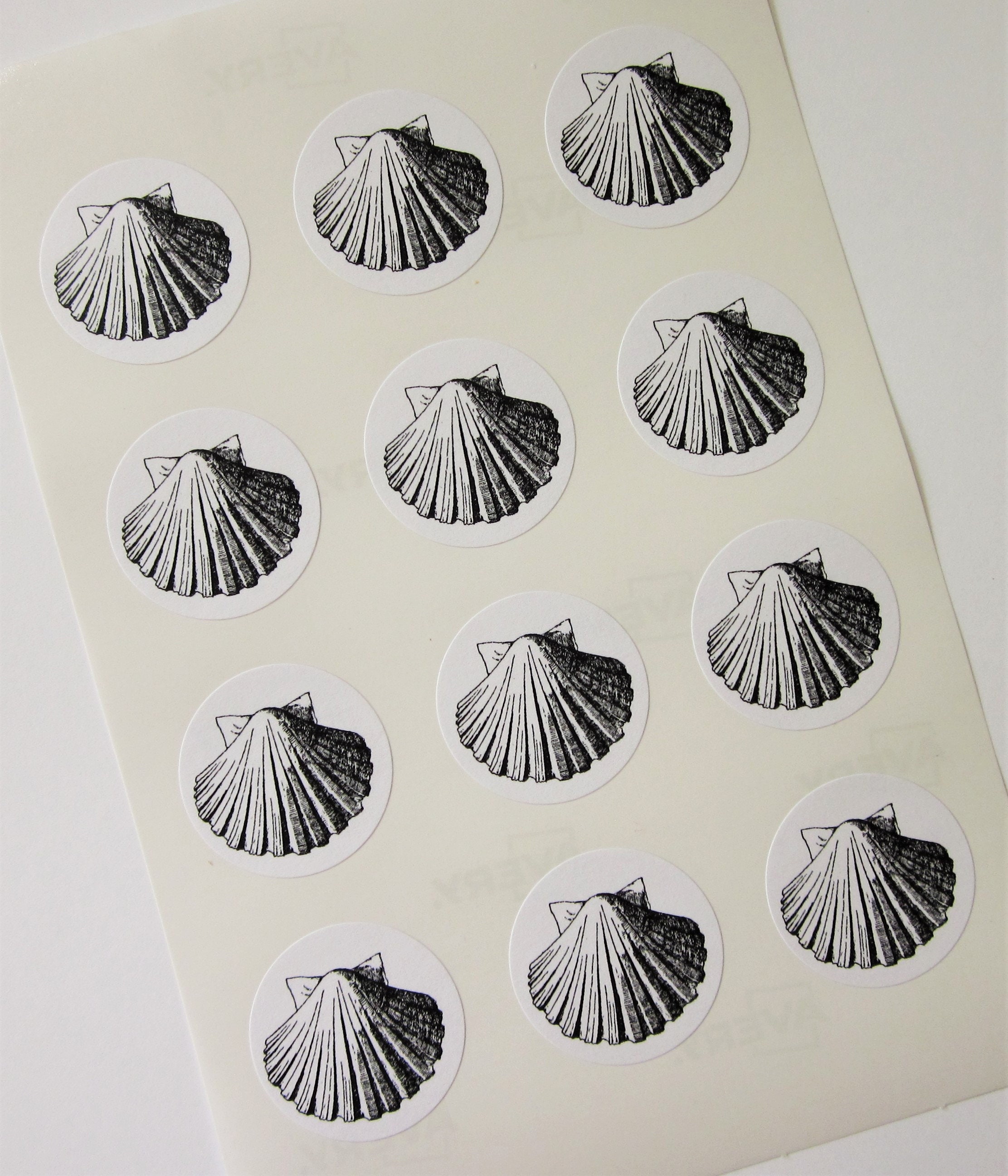 Clam Shell Stickers One Inch Round Seals - Etsy