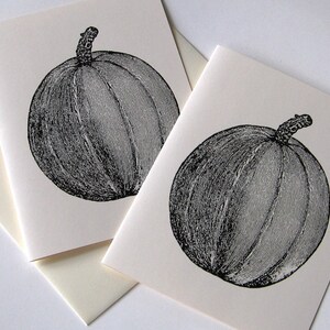 Pumpkin Folded Note Card Set of 10 in White or Ivory with Matching Envelopes image 2