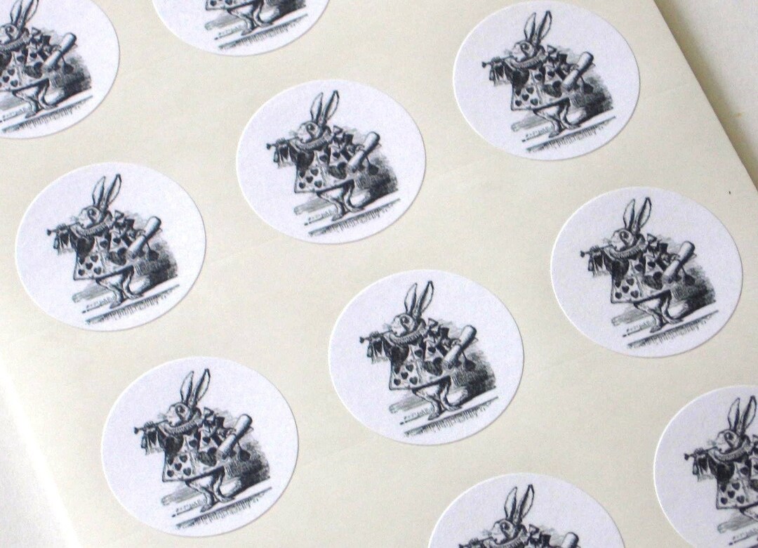 Alice in Wonderland Rabbit Stickers One Inch Round Seals - Etsy