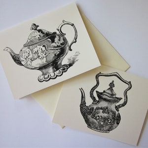 Teapot Note Cards Set de 12 avec enveloppes assorties