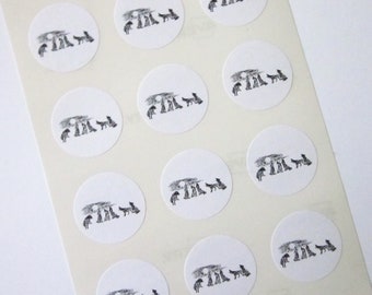 Wolves Howling at the Moon Wolves Wolf Tags Round Paper Gift Tags Set of 10 Stickers One Inch Round Seals