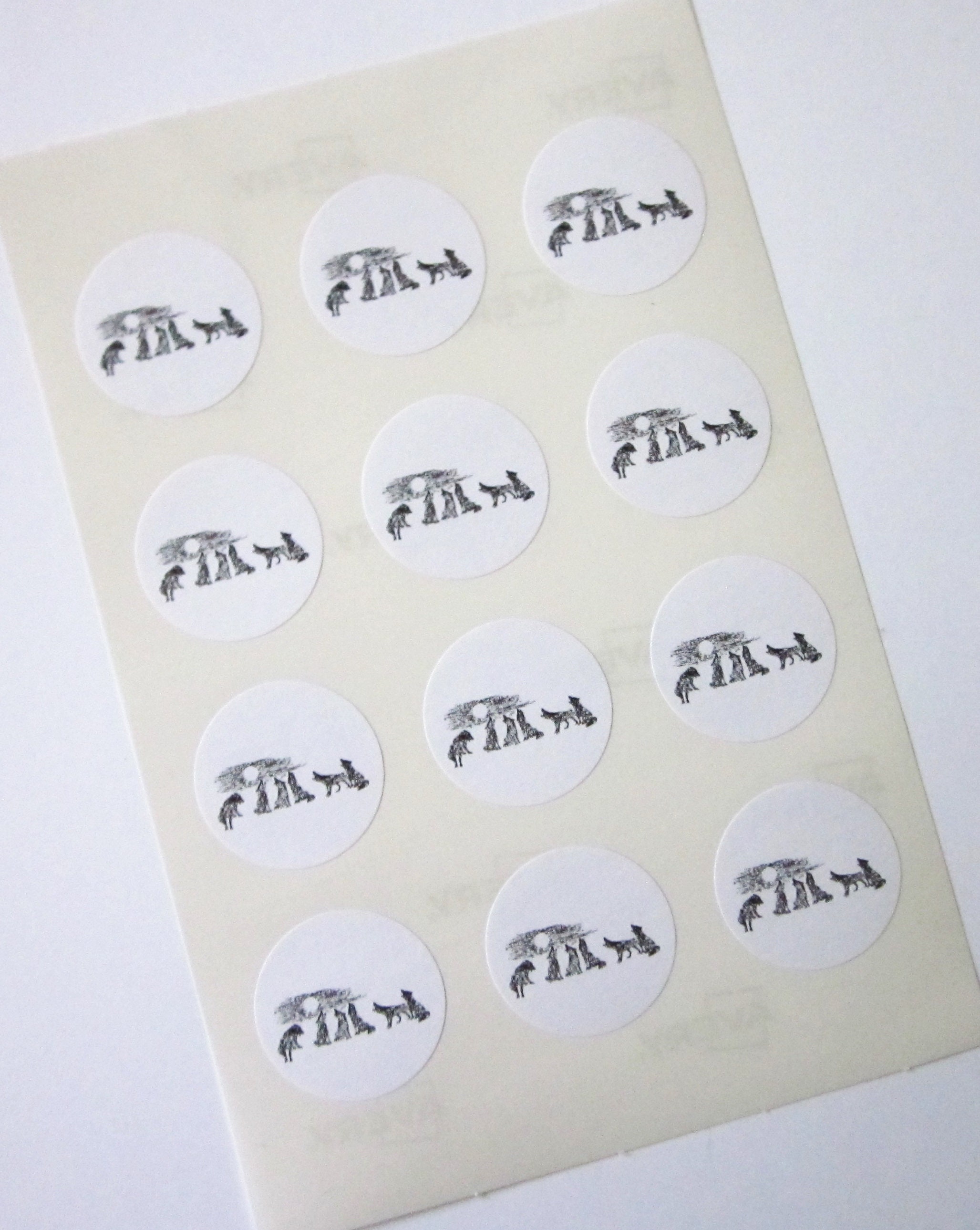 Wolves Howling at the Moon Wolves Wolf Tags Round Paper Gift Tags Set of 10 Stickers One Inch Round Seals