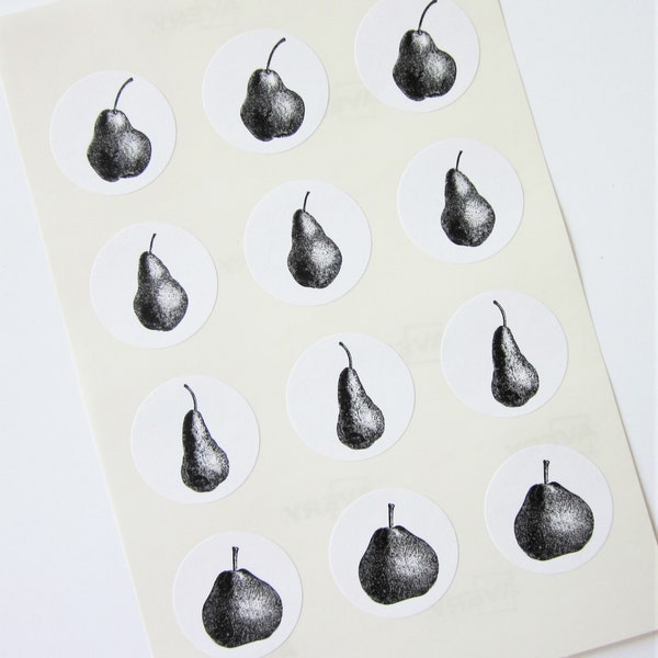 Pear Fruit Stickers One Inch Round Seals