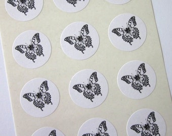 Butterfly Stickers One Inch Round Seals