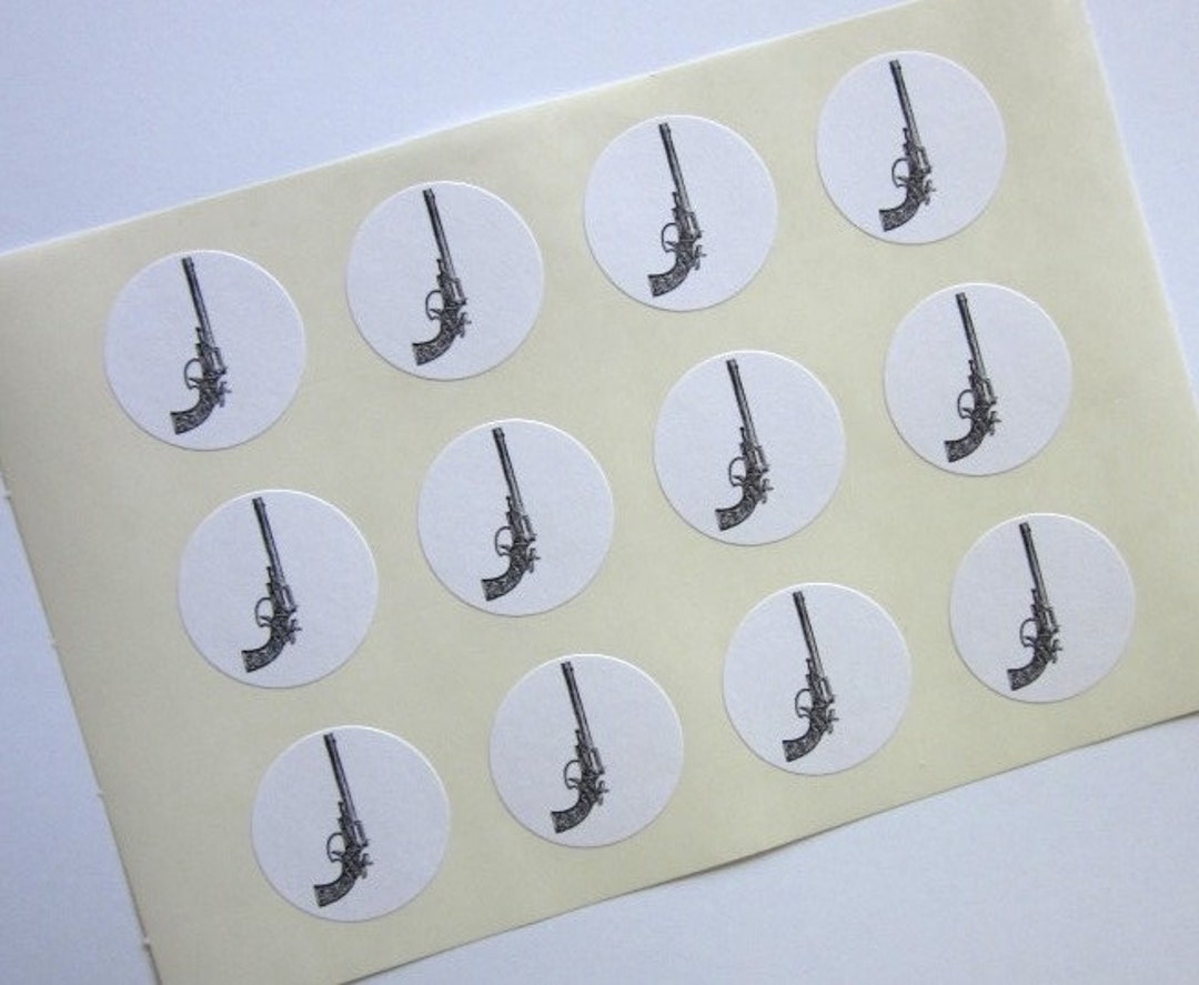 Gun Stickers One Inch Round Seals - Etsy