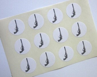 Gun Stickers One Inch Round Seals